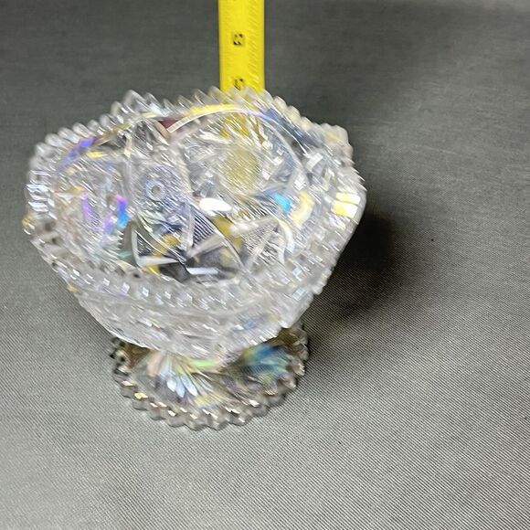 LE Smith Aztec Heritage Compote Iridescent Carnival Glass Whirling Star Pattern - Picture 13 of 14